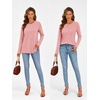 image:imageATHMILE Womens Long Sleeve Shirts Pleated Crew Neck Casual Tops  Fall Fashion Loose Fit School Outfits Teacher Basic Clothes Vacation TrendyPink