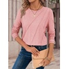 image:imageATHMILE Womens Long Sleeve Shirts Pleated Crew Neck Casual Tops  Fall Fashion Loose Fit School Outfits Teacher Basic Clothes Vacation TrendyPink