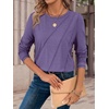 image:imageATHMILE Womens Long Sleeve Shirts Pleated Crew Neck Casual Tops  Fall Fashion Loose Fit School Outfits Teacher Basic Clothes Vacation TrendyPurple