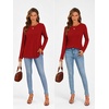 image:imageATHMILE Womens Long Sleeve Shirts Pleated Crew Neck Casual Tops  Fall Fashion Loose Fit School Outfits Teacher Basic Clothes Vacation TrendyRed