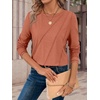 image:imageATHMILE Womens Long Sleeve Shirts Pleated Crew Neck Casual Tops  Fall Fashion Loose Fit School Outfits Teacher Basic Clothes Vacation TrendyRust