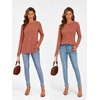 image:imageATHMILE Womens Long Sleeve Shirts Pleated Crew Neck Casual Tops  Fall Fashion Loose Fit School Outfits Teacher Basic Clothes Vacation TrendyRust