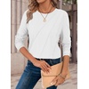 image:imageATHMILE Womens Long Sleeve Shirts Pleated Crew Neck Casual Tops  Fall Fashion Loose Fit School Outfits Teacher Basic Clothes Vacation TrendyWhite