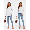 image:imageATHMILE Womens Long Sleeve Shirts Pleated Crew Neck Casual Tops  Fall Fashion Loose Fit School Outfits Teacher Basic Clothes Vacation TrendyWhite