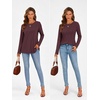 image:imageATHMILE Womens Long Sleeve Shirts Pleated Crew Neck Casual Tops  Fall Fashion Loose Fit School Outfits Teacher Basic Clothes Vacation TrendyWine Red