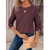 image:imageATHMILE Womens Long Sleeve Shirts Pleated Crew Neck Casual Tops  Fall Fashion Loose Fit School Outfits Teacher Basic Clothes Vacation TrendyWine Red