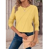 image:imageATHMILE Womens Long Sleeve Shirts Pleated Crew Neck Casual Tops  Fall Fashion Loose Fit School Outfits Teacher Basic Clothes Vacation TrendyYellow