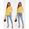 image:imageATHMILE Womens Long Sleeve Shirts Pleated Crew Neck Casual Tops  Fall Fashion Loose Fit School Outfits Teacher Basic Clothes Vacation TrendyYellow