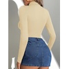 image:imageATHMILE Womens Mock Turtle Neck Long Sleeve Tops Bodysuit JumpsuitApricot