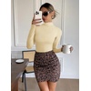 image:imageATHMILE Womens Mock Turtle Neck Long Sleeve Tops Bodysuit JumpsuitApricot