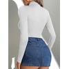 image:imageATHMILE Womens Mock Turtle Neck Long Sleeve Tops Bodysuit JumpsuitWhite
