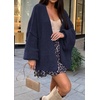 image:imageATHMILE Womens Oversized Cardigan Sweaters Fall Fashion Clothes  Long Lantern Sleeve TrendyChunky Knit Open FrontCozy Thick Winter OutfitsNavy Blue
