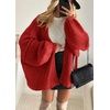 image:imageATHMILE Womens Oversized Cardigan Sweaters Fall Fashion Clothes  Long Lantern Sleeve TrendyChunky Knit Open FrontCozy Thick Winter OutfitsRed