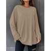 image:imageATHMILE Womens Oversized Long Sleeve T Shirts Basic Crewneck Tee Fall Tops Casual Workout Fashion Casual Y2K ClothesKhaki