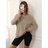 image:imageATHMILE Womens Oversized Long Sleeve T Shirts Basic Crewneck Tee Fall Tops Casual Workout Fashion Casual Y2K ClothesKhaki