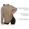 image:imageATHMILE Womens Oversized Long Sleeve T Shirts Basic Crewneck Tee Fall Tops Casual Workout Fashion Casual Y2K ClothesKhaki