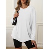 image:imageATHMILE Womens Oversized Long Sleeve T Shirts Basic Crewneck Tee Fall Tops Casual Workout Fashion Casual Y2K ClothesWhite