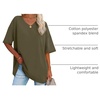 image:imageATHMILE Womens Oversized Shirts V Neck Plus Size Spring Workout Summer Tops Beach Vacation 2026 Gym Clothes Basic TeeArmy Green