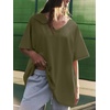 image:imageATHMILE Womens Oversized Shirts V Neck Plus Size Spring Workout Summer Tops Beach Vacation 2026 Gym Clothes Basic TeeArmy Green