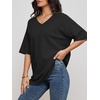 image:imageATHMILE Womens Oversized Shirts V Neck Plus Size Spring Workout Summer Tops Beach Vacation 2026 Gym Clothes Basic TeeBlack