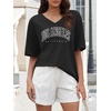 image:imageATHMILE Womens Oversized Shirts V Neck Plus Size Spring Workout Summer Tops Beach Vacation 2026 Gym Clothes Basic TeeBlack1