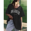 image:imageATHMILE Womens Oversized Shirts V Neck Plus Size Spring Workout Summer Tops Beach Vacation 2026 Gym Clothes Basic TeeBlack1