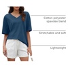 image:imageATHMILE Womens Oversized Shirts V Neck Plus Size Spring Workout Summer Tops Beach Vacation 2026 Gym Clothes Basic TeeBlue