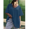 image:imageATHMILE Womens Oversized Shirts V Neck Plus Size Spring Workout Summer Tops Beach Vacation 2026 Gym Clothes Basic TeeBlue