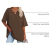 image:imageATHMILE Womens Oversized Shirts V Neck Plus Size Spring Workout Summer Tops Beach Vacation 2026 Gym Clothes Basic TeeBrown