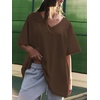 image:imageATHMILE Womens Oversized Shirts V Neck Plus Size Spring Workout Summer Tops Beach Vacation 2026 Gym Clothes Basic TeeBrown
