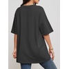image:imageATHMILE Womens Oversized Shirts V Neck Plus Size Spring Workout Summer Tops Beach Vacation 2026 Gym Clothes Basic TeeDark Gray