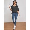 image:imageATHMILE Womens Oversized Shirts V Neck Plus Size Spring Workout Summer Tops Beach Vacation 2026 Gym Clothes Basic TeeDark Gray