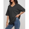image:imageATHMILE Womens Oversized Shirts V Neck Plus Size Spring Workout Summer Tops Beach Vacation 2026 Gym Clothes Basic TeeDark Gray