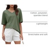 image:imageATHMILE Womens Oversized Shirts V Neck Plus Size Spring Workout Summer Tops Beach Vacation 2026 Gym Clothes Basic TeeDark Gray Green