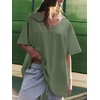 image:imageATHMILE Womens Oversized Shirts V Neck Plus Size Spring Workout Summer Tops Beach Vacation 2026 Gym Clothes Basic TeeDark Gray Green