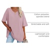 image:imageATHMILE Womens Oversized Shirts V Neck Plus Size Spring Workout Summer Tops Beach Vacation 2026 Gym Clothes Basic TeeDark Pink