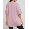 image:imageATHMILE Womens Oversized Shirts V Neck Plus Size Spring Workout Summer Tops Beach Vacation 2026 Gym Clothes Basic TeeDark Pink