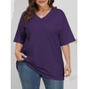 image:imageATHMILE Womens Oversized Shirts V Neck Plus Size Spring Workout Summer Tops Beach Vacation 2026 Gym Clothes Basic TeeDark Purple