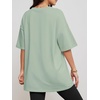 image:imageATHMILE Womens Oversized Shirts V Neck Plus Size Spring Workout Summer Tops Beach Vacation 2026 Gym Clothes Basic TeeGray Green