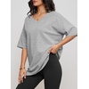 image:imageATHMILE Womens Oversized Shirts V Neck Plus Size Spring Workout Summer Tops Beach Vacation 2026 Gym Clothes Basic TeeGrey
