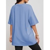 image:imageATHMILE Womens Oversized Shirts V Neck Plus Size Spring Workout Summer Tops Beach Vacation 2026 Gym Clothes Basic TeeIce Blue