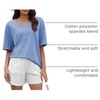 image:imageATHMILE Womens Oversized Shirts V Neck Plus Size Spring Workout Summer Tops Beach Vacation 2026 Gym Clothes Basic TeeIce Blue