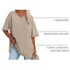image:imageATHMILE Womens Oversized Shirts V Neck Plus Size Spring Workout Summer Tops Beach Vacation 2026 Gym Clothes Basic TeeKhaki