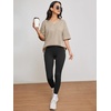image:imageATHMILE Womens Oversized Shirts V Neck Plus Size Spring Workout Summer Tops Beach Vacation 2026 Gym Clothes Basic TeeKhaki