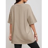 image:imageATHMILE Womens Oversized Shirts V Neck Plus Size Spring Workout Summer Tops Beach Vacation 2026 Gym Clothes Basic TeeKhaki