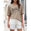 image:imageATHMILE Womens Oversized Shirts V Neck Plus Size Spring Workout Summer Tops Beach Vacation 2026 Gym Clothes Basic TeeKhaki1