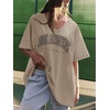 image:imageATHMILE Womens Oversized Shirts V Neck Plus Size Spring Workout Summer Tops Beach Vacation 2026 Gym Clothes Basic TeeKhaki1