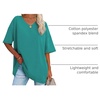 image:imageATHMILE Womens Oversized Shirts V Neck Plus Size Spring Workout Summer Tops Beach Vacation 2026 Gym Clothes Basic TeeLake Green