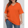 image:imageATHMILE Womens Oversized Shirts V Neck Plus Size Spring Workout Summer Tops Beach Vacation 2026 Gym Clothes Basic TeeOrange