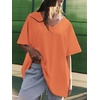 image:imageATHMILE Womens Oversized Shirts V Neck Plus Size Spring Workout Summer Tops Beach Vacation 2026 Gym Clothes Basic TeeOrange Pink